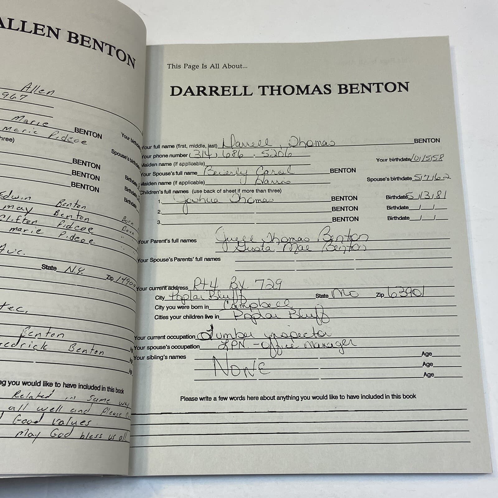 Who's Who of American Bentons Family History Genealogy Self Submitted Forms USA 3