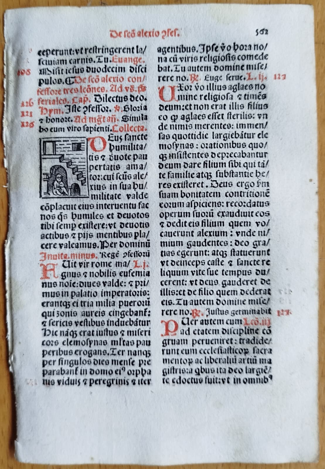 Post Incunable Leaf Brevarium Pataviensis Small Woodcut (562) - 1508