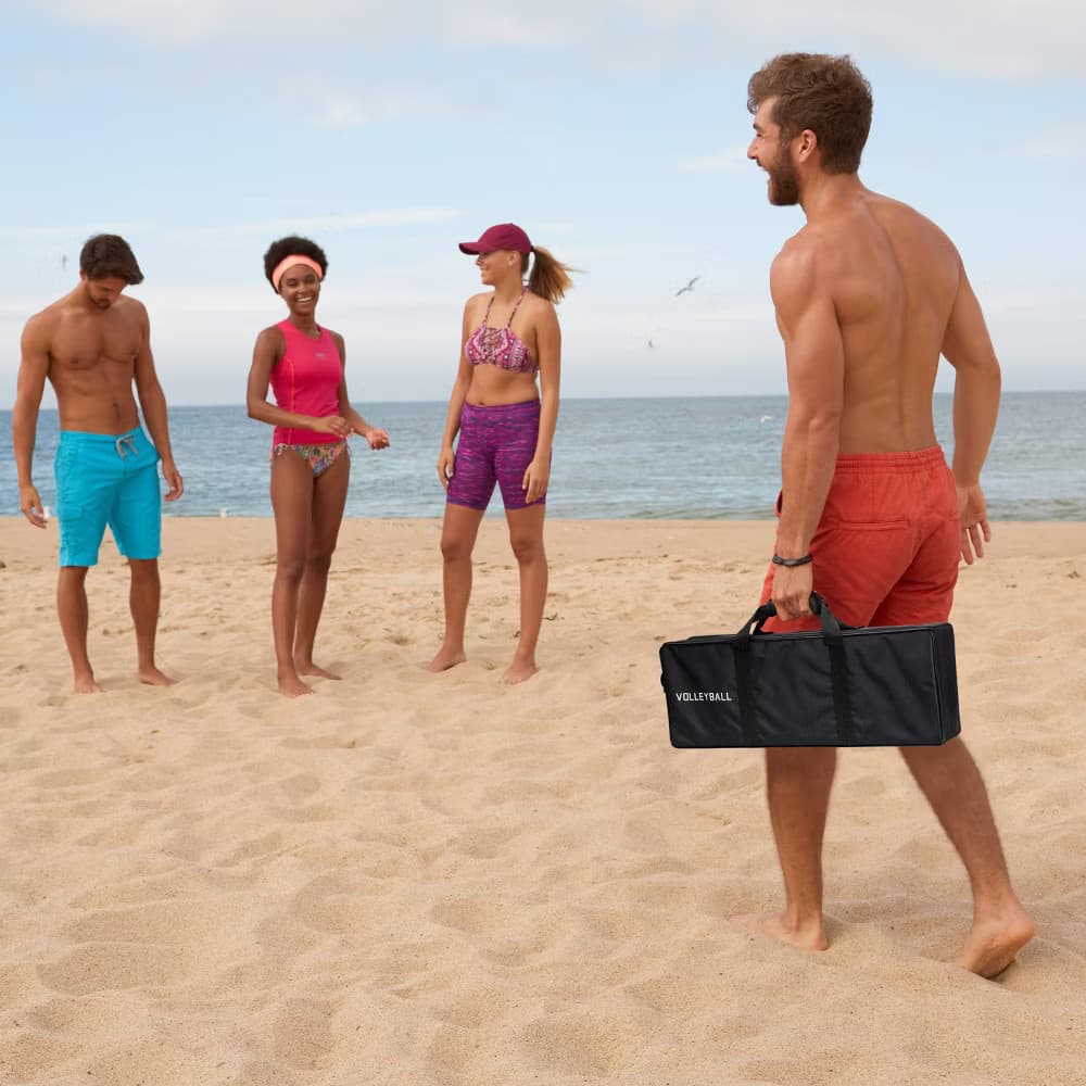 Franklin Sports Steel Volleyball Net System for Beach Steel Poles Stakes Ropes 2