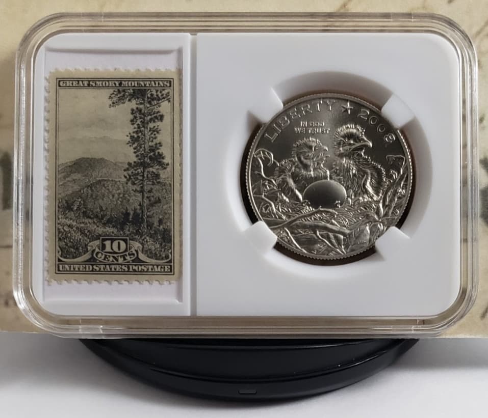 2008-S Bald Eagle Commemorative Half Dollar with Vintage Stamps - Nice W21