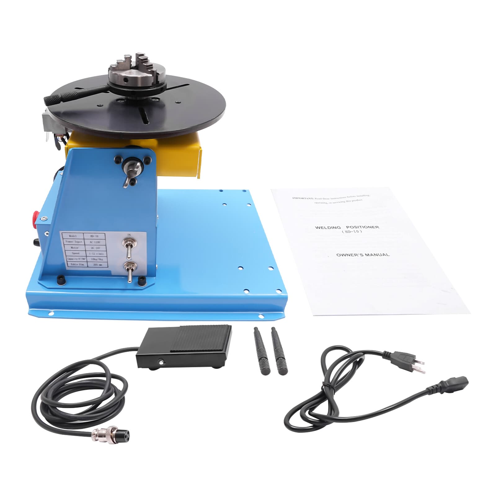 10KG Rotary Welding Positioner 0-90° Positioning Turntable Table 1-12RPM 3-Jaw 6