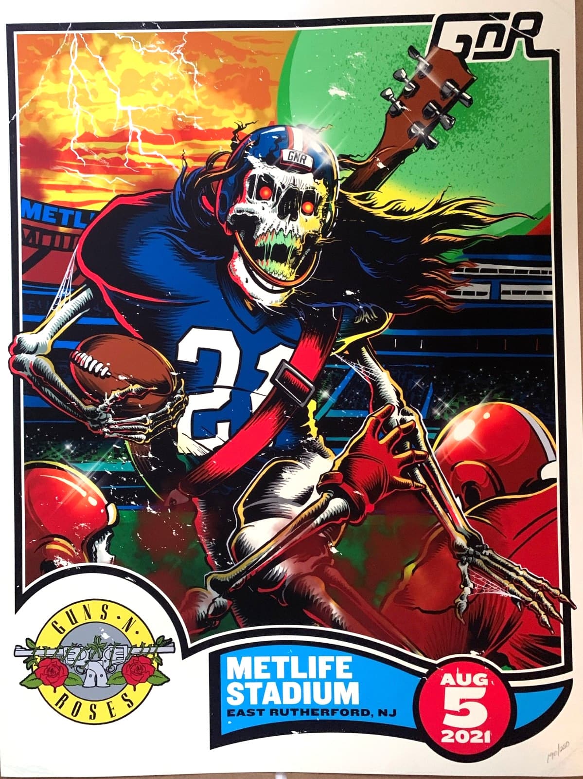 GUNS N ROSES POSTER NY GIANTS METLIFE 2021 GNR NJ LMTD #190/250 NFL AXL SLASH 2