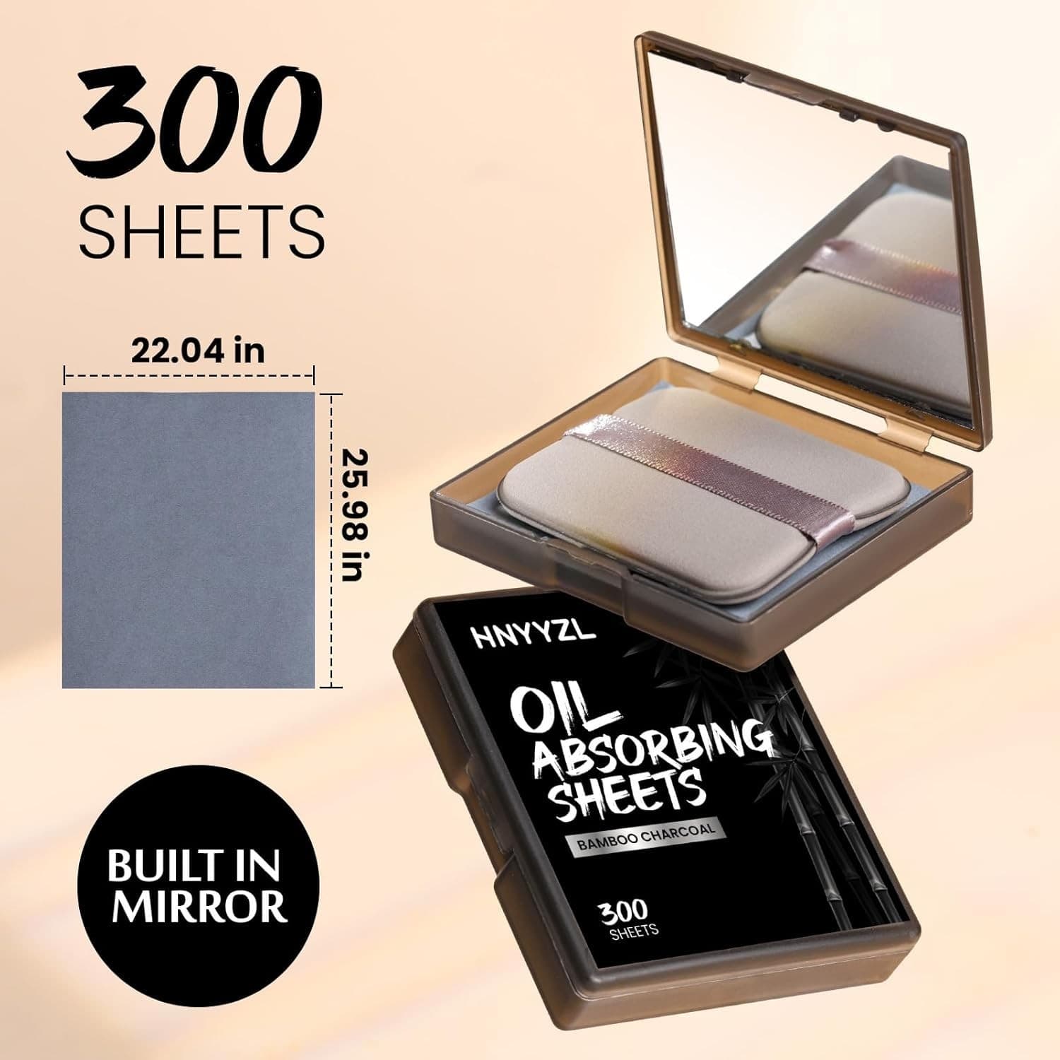 Blotting Papers for Face,300Pcs Oil Blotting Sheets,1 Portable Box with Mirror & 2