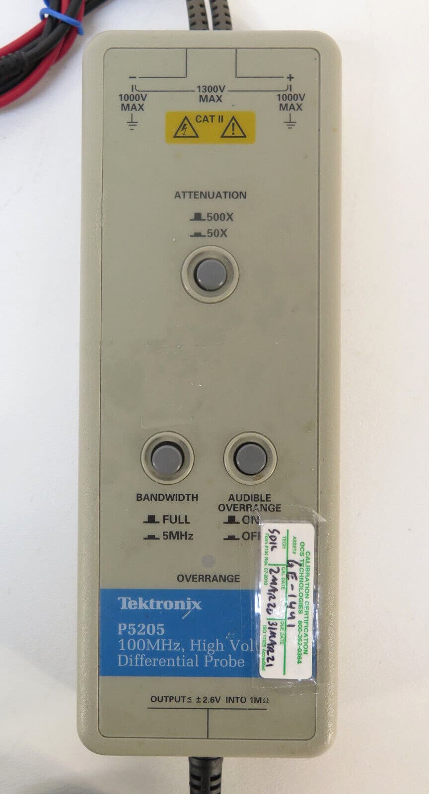 Tektronix P5205 High Voltage Differential Probe 100mhz 2