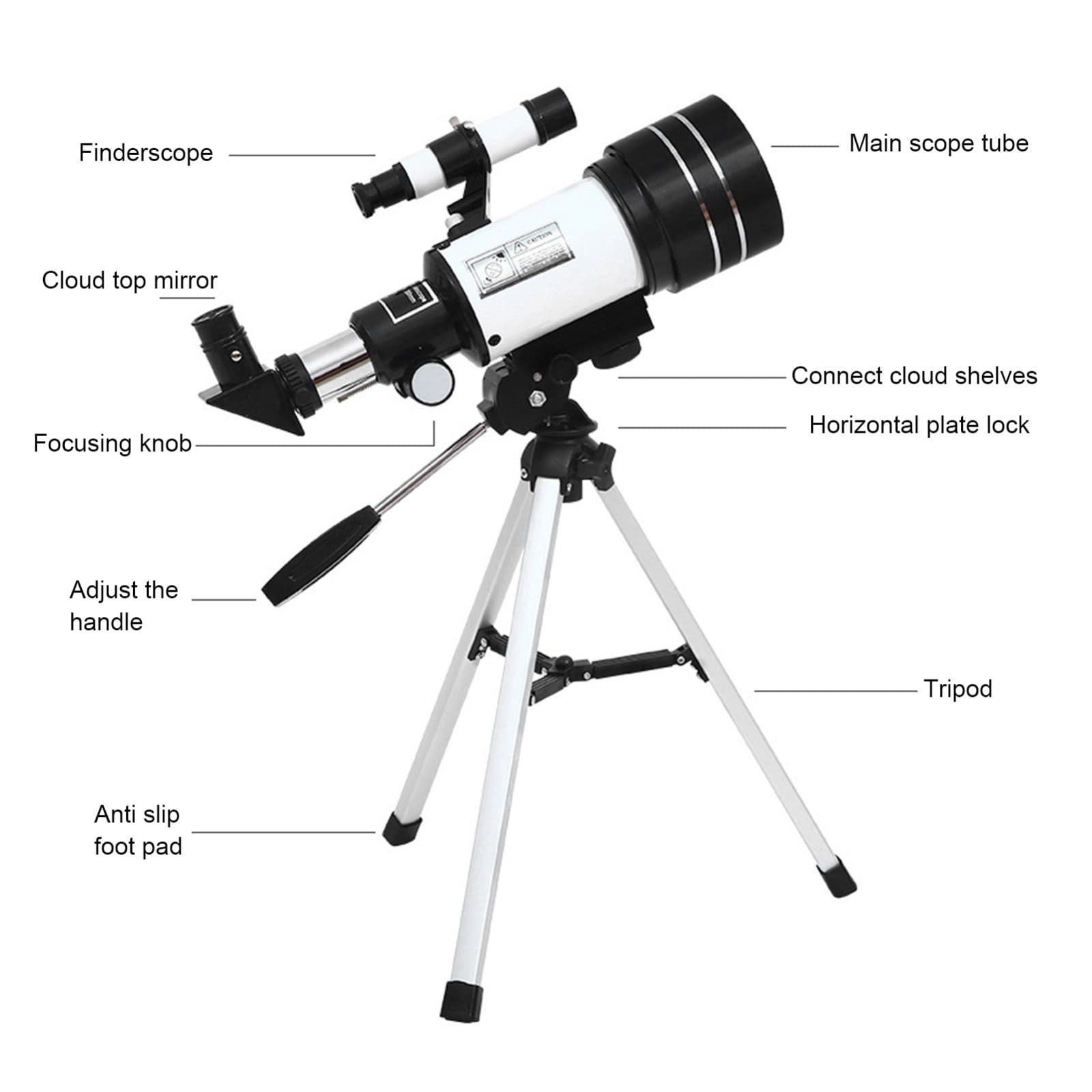 Beginners Astronomical Telescope 70mm Aperture 300mm F Length for Adults Travel 4