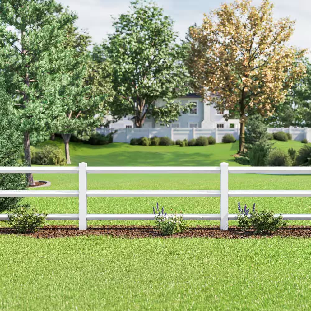 Ranch Fence Rail 8 ft High Quality Lightweight Design Vinyl White Easy Install 3