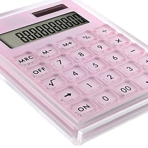  Acrylic Calculator with Stand, Battery and Solar Hybrid Powered Basic Pink 6