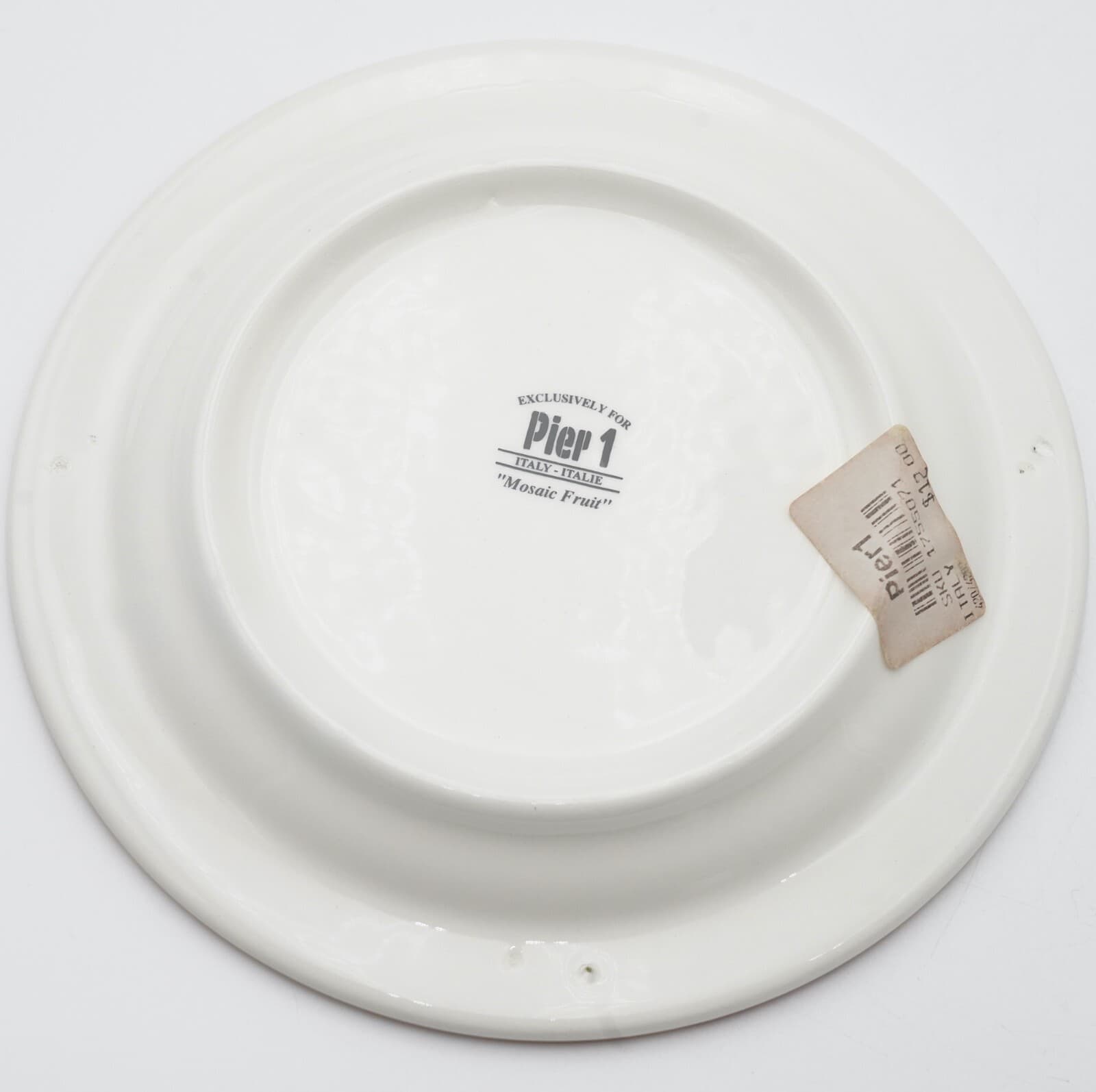 Pier 1 Mosaic Fruit Dinner Plate, Salad Plate, Soup Bowl, Cup & Saucer *PICK* 3