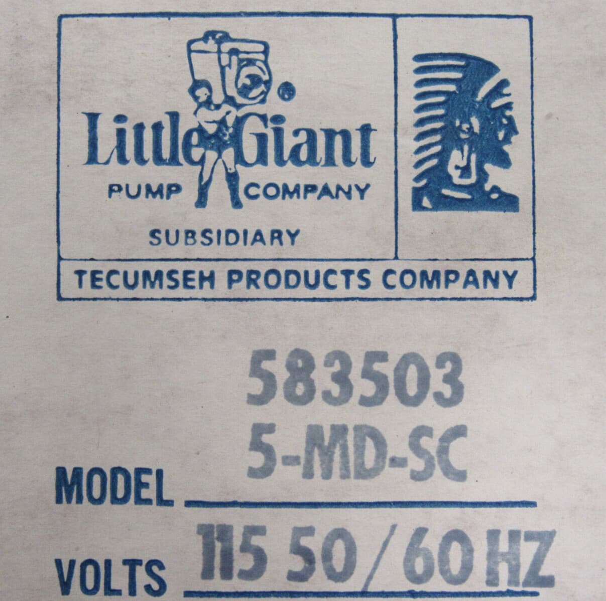 NEW LITTLE GIANT 583503 DRIVE PUMP 5-MD-SC 115V 3