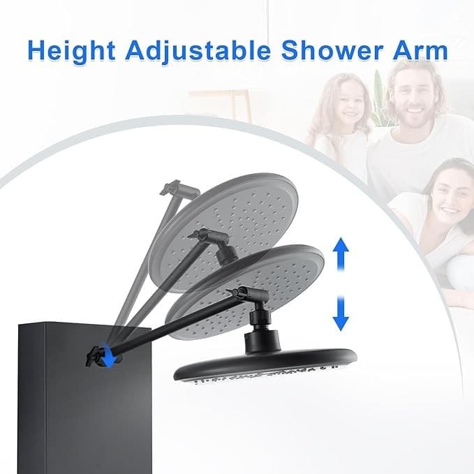 Shower Panel Tower System Adjustable Rainfall Shower Head 6 Body Jets Matte Blac 5