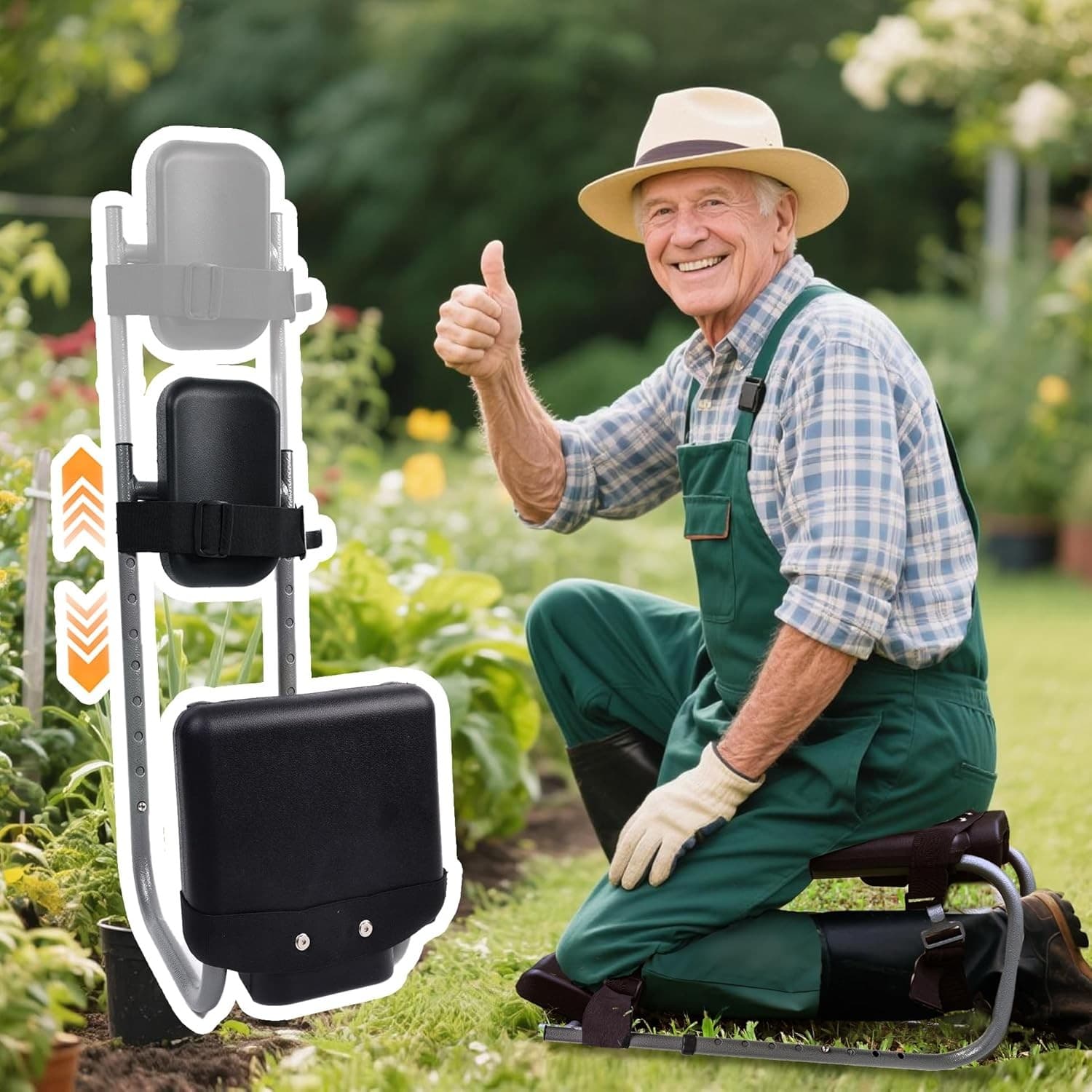 Knee Seat for Gardening with Straps – Ergonomic Garden Kneeler and Seat with K
