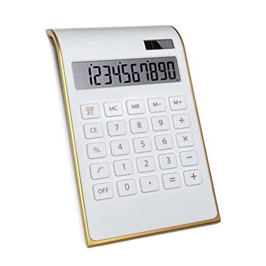 Solar Gold Calculator Standard Function Desktop Calculator LCD 10-Digit White