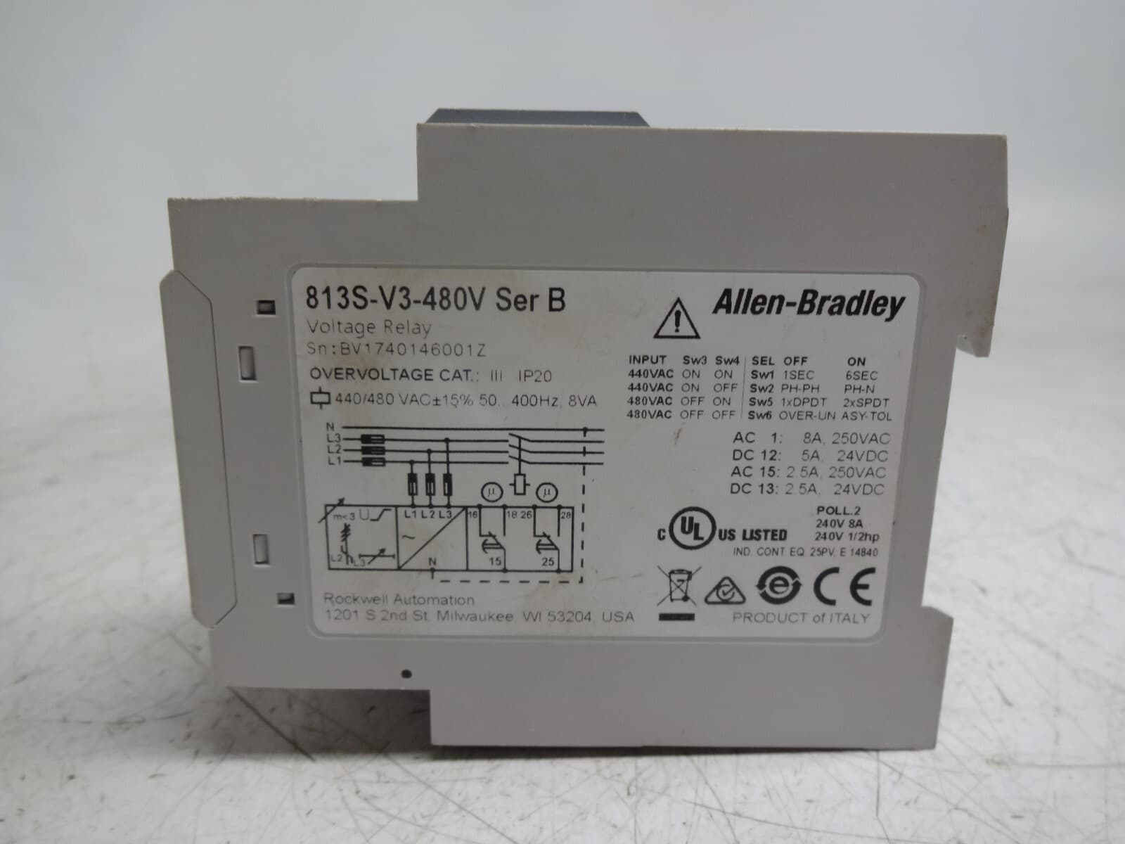 Allen Bradley 813S-V3-480V Series B Voltage Relay