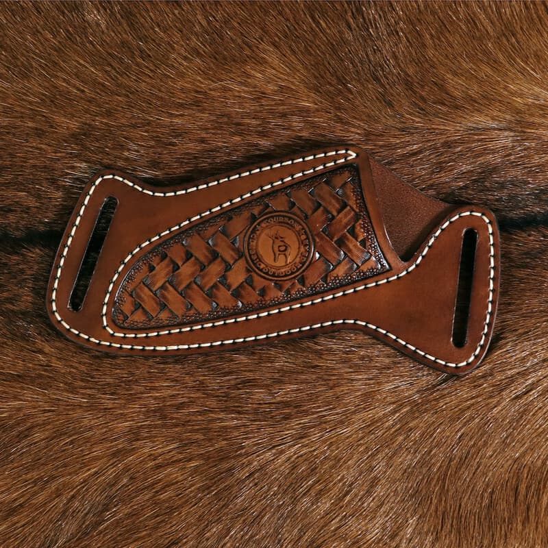 TOURBON Leather Engraved Fixed Blade Knife Sheath Belt Pouch EDC Knives Case 5