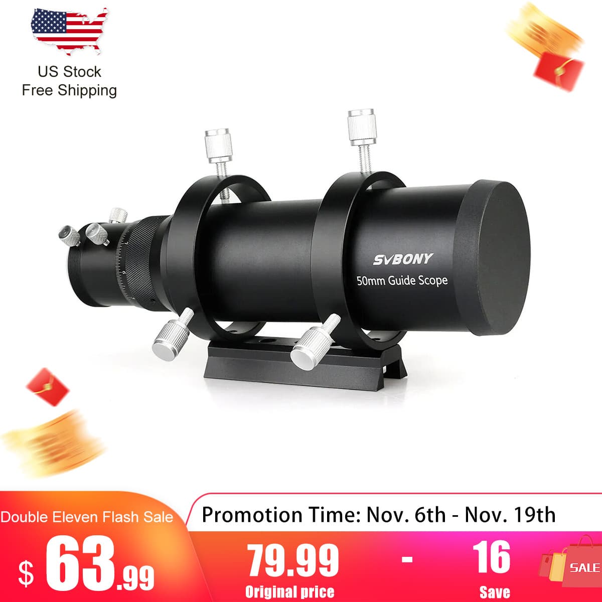 SVBONY SV106 50mm Guide Scope Finderscope Telescope CCD Image Astrophotography