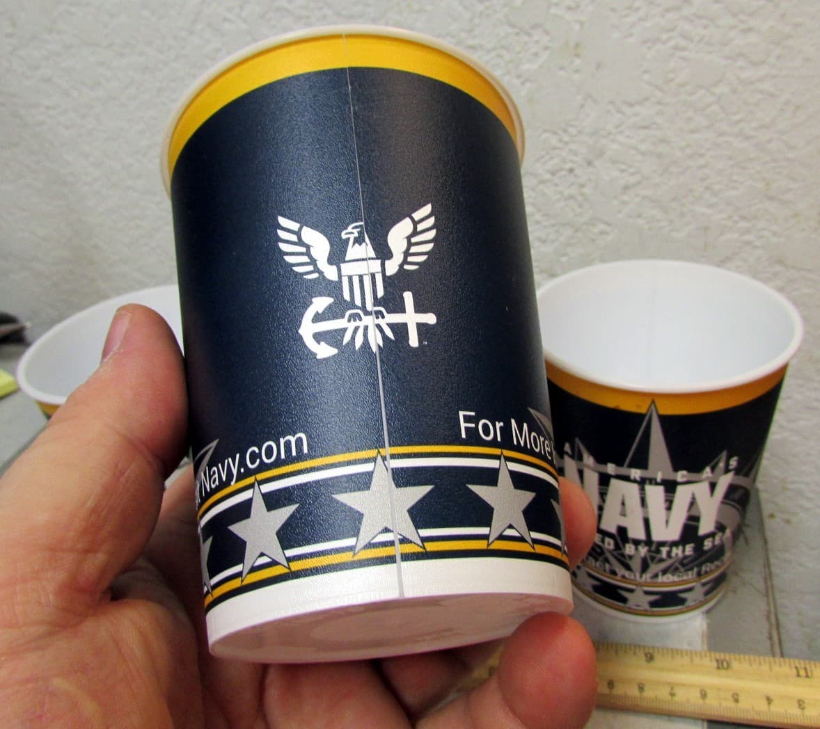 America's NAVY forged by the sea USN set of 4 NEW plastic reusable cups 4.25" 4