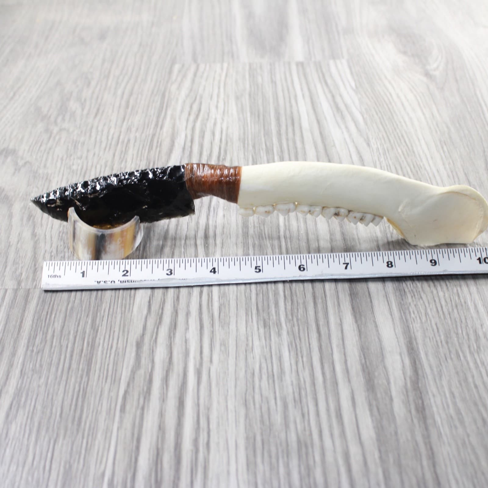 Deer Jaw Handle Obsidian Blade Ornamental Knife #0350  Mountain Man Knife 2