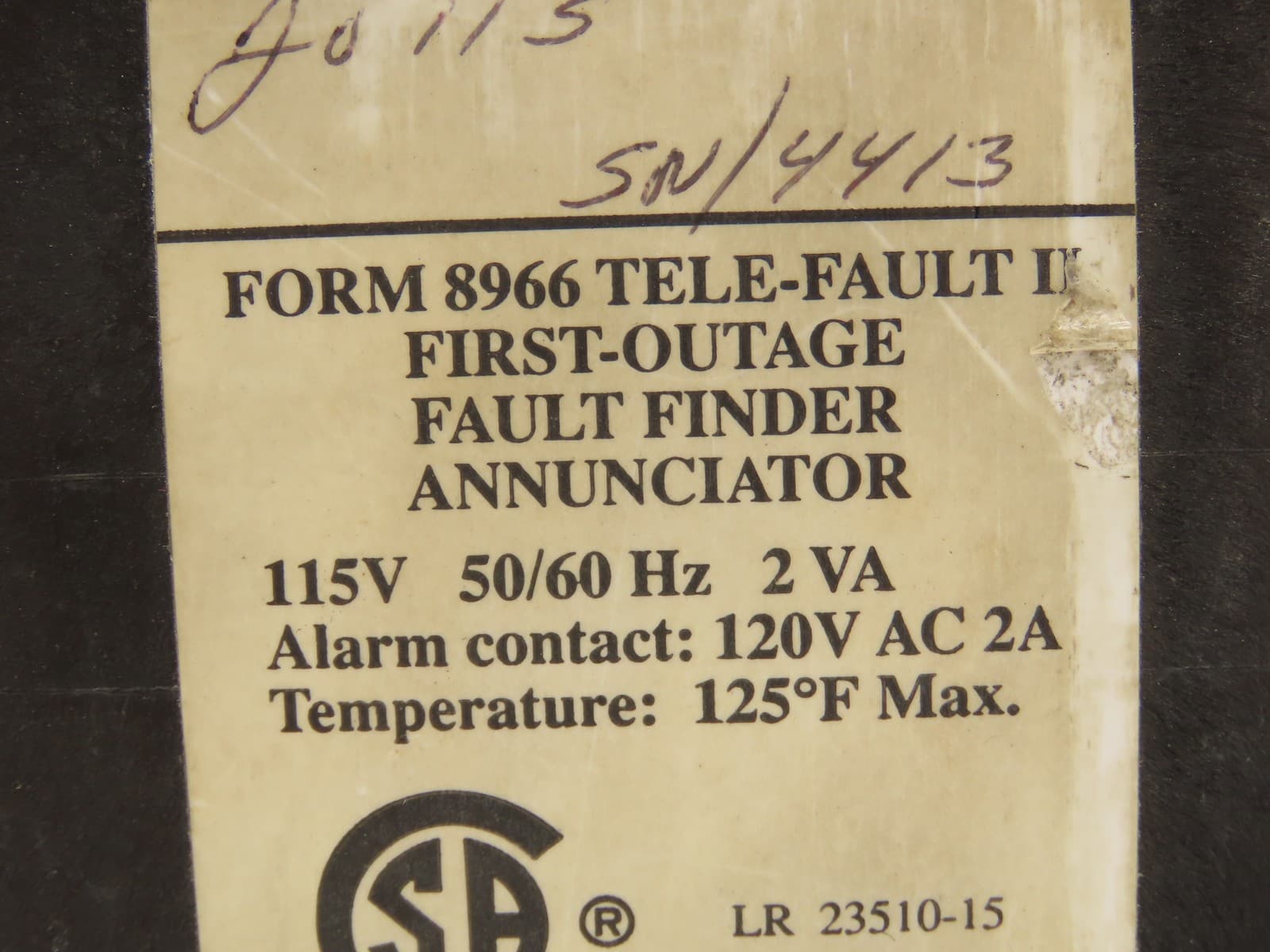 Protection Controls Form 8966 Tele-Fault II First-Outage Fault Finder 2