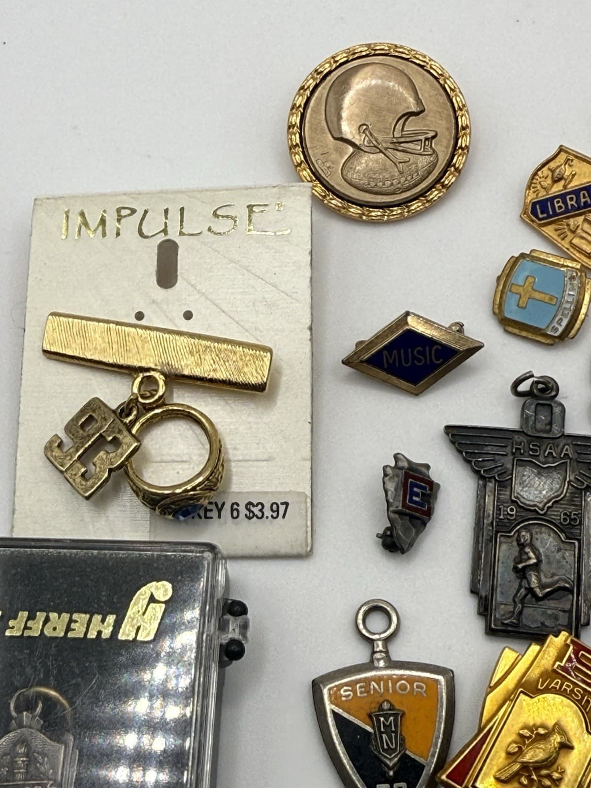 Vintage Lot Of 31 Medals Awards School Pendant Lapel Pins Charms NHS Key Badge 5