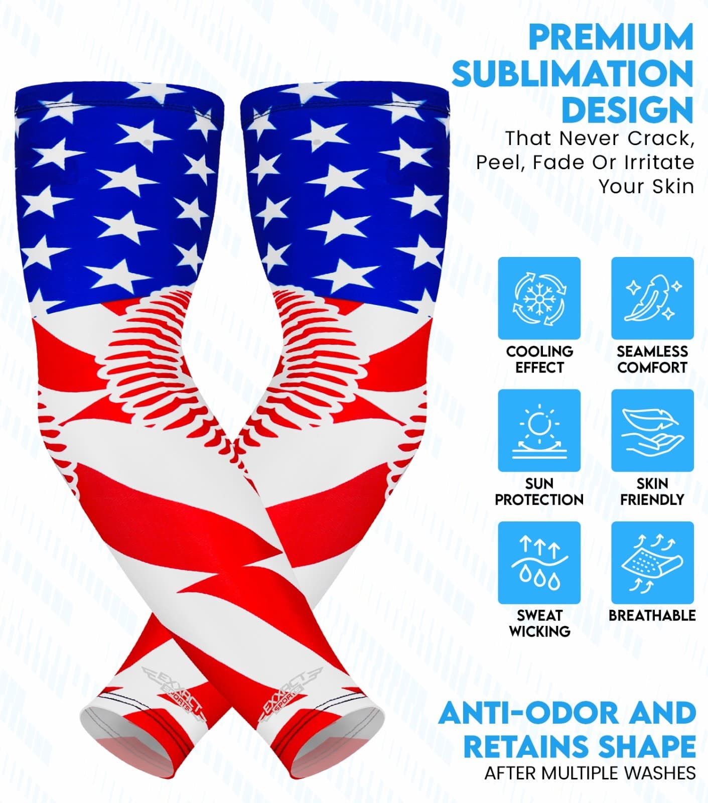 Exxact Sports 1 Pair Compression Arm Sleeves for Adult & Youth 4