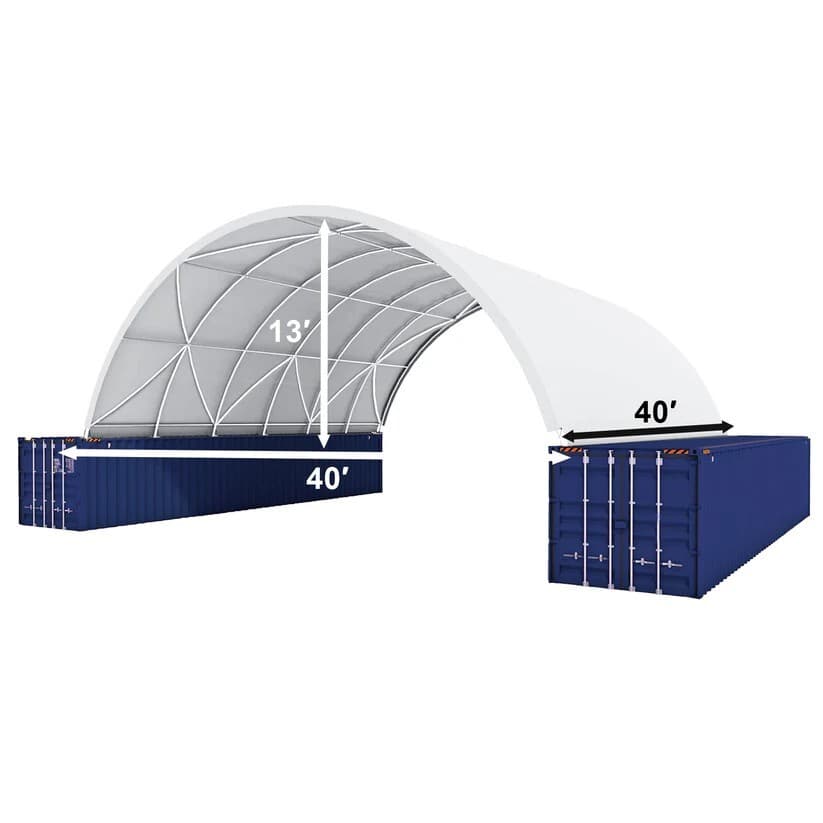 40'x40'x13' Container Shelter Canopy | 11OZ PE |Industrial Storage Tent Building 2