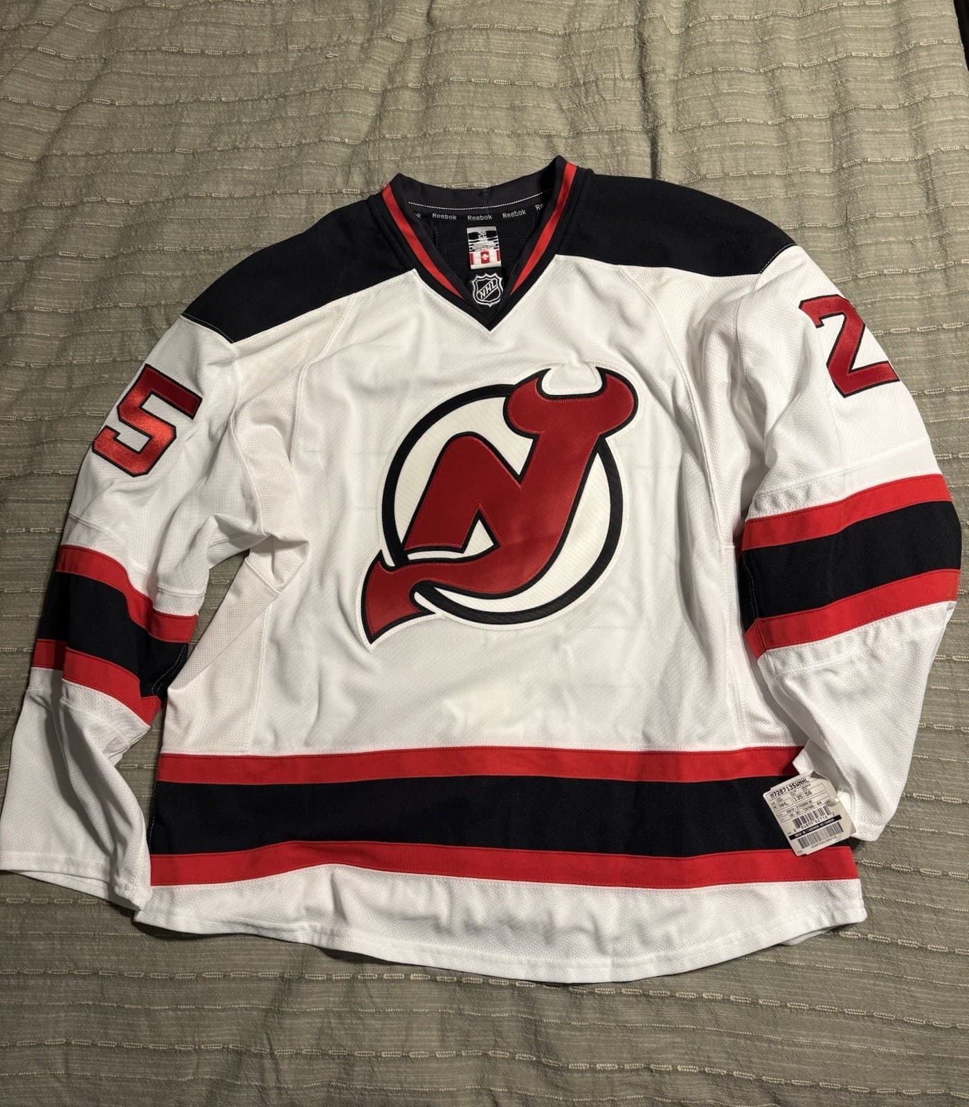 2013-14 Cam Janssen New Jersey Devils Game Issued Reebok Hockey Jersey! MeiGray