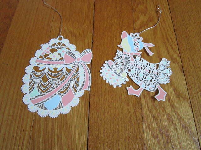 Metal Laser Cut Filigree Easter Decorations Egg Chick/ Duck Basket FREE SHIP