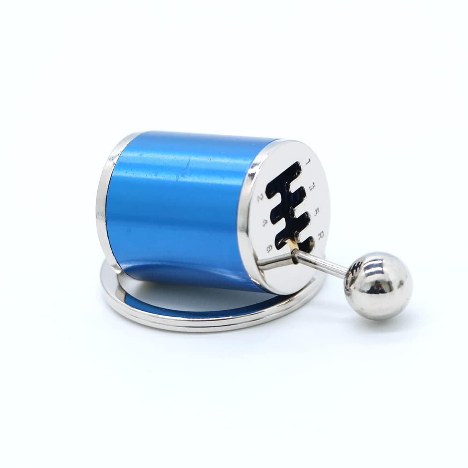BLUE 6 Speed Manual Transmission Shift Gearbox Keychain Moving Fidget Toy Keys
