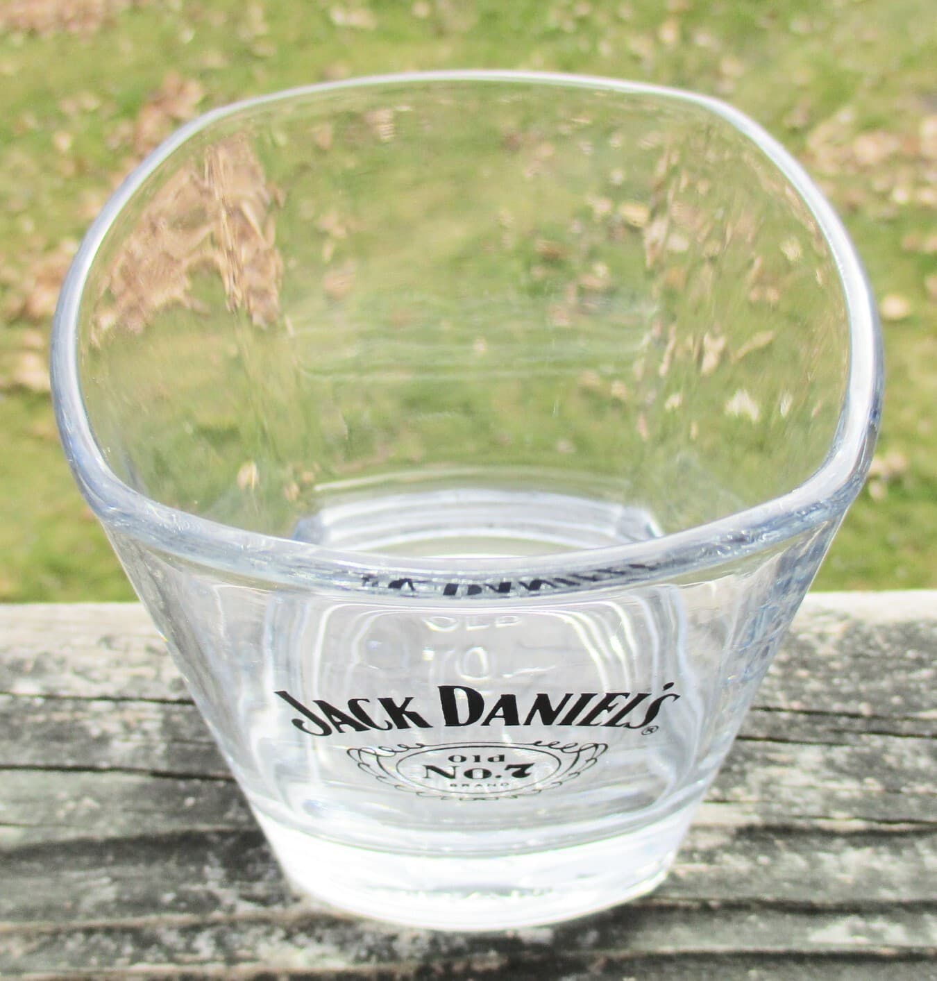 Jack Daniels Old No. 7 Whiskey Square Rocks Lowball Cocktail Glass Embossed Base 4