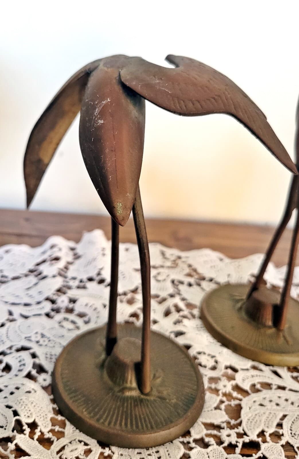 Solid Brass Pair of Crane Birds by Leonard of Korea 60's - 70's Mid Century VTG 4