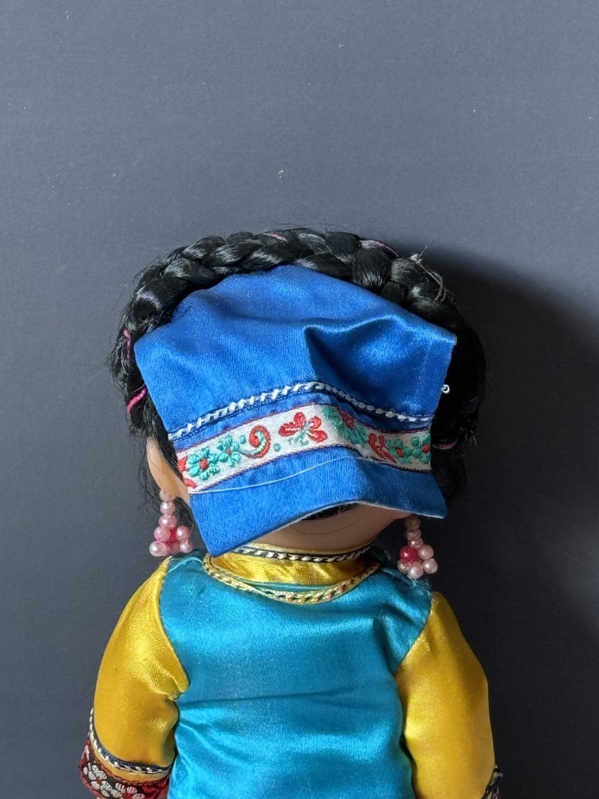 Vintage Chinese Folk Doll Rubber Face & Hands 8" Kimono 5