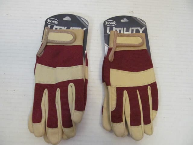Westchester Womens Boss Utility Work/Garden Gloves, Tan/Red, Size S/M or M/L