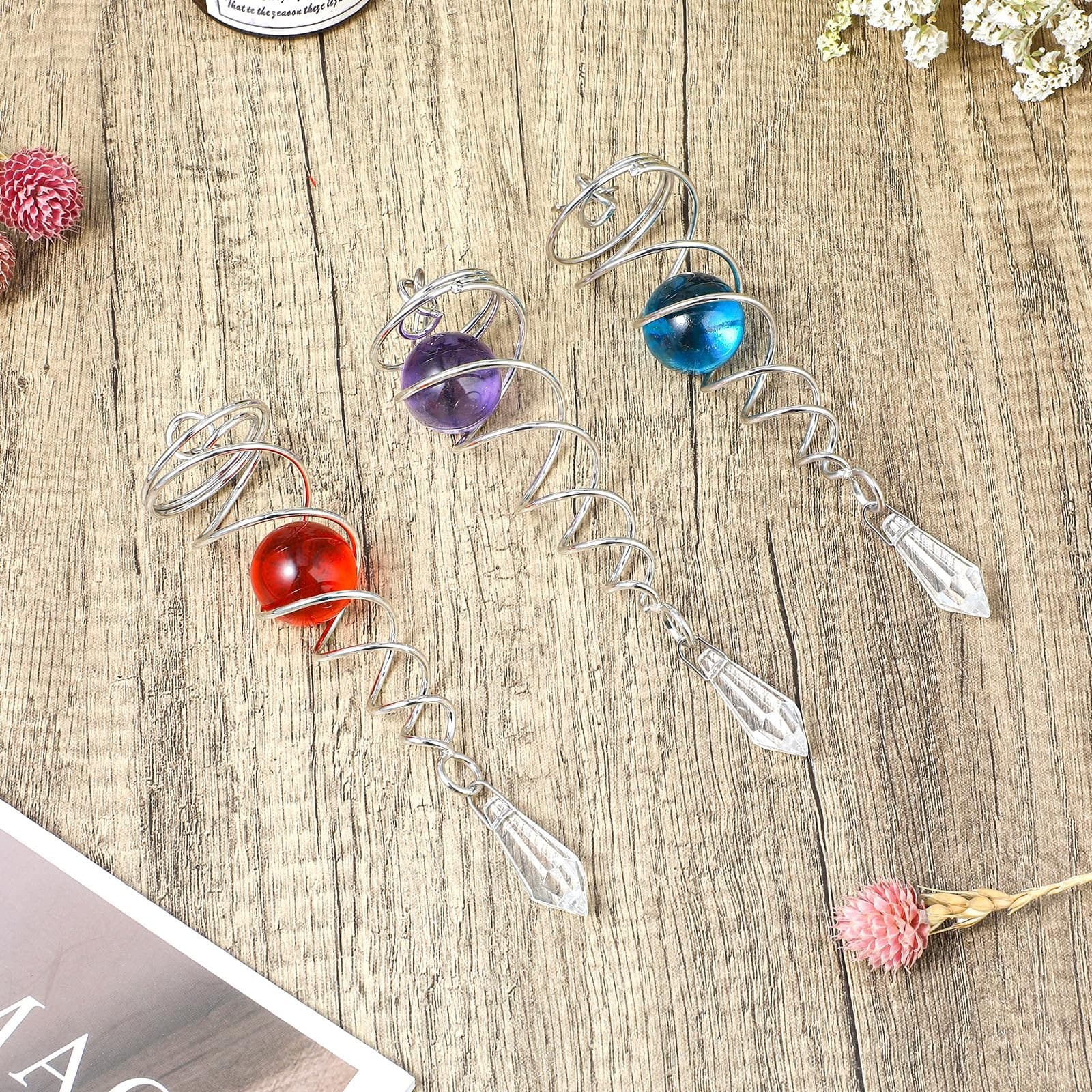 3 Pcs Gazing Ball Spiral Tail Decorative Wind Spinner for Indoor Outdoor Decor 5