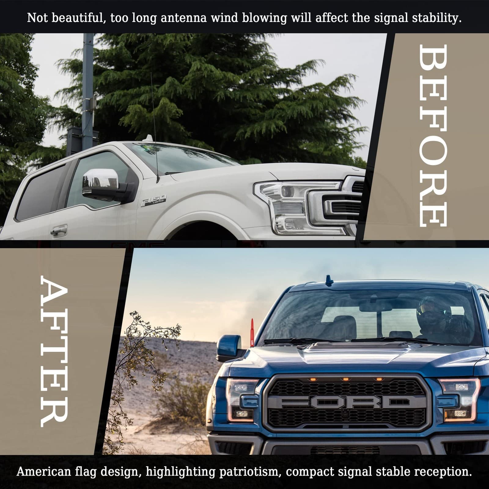 Antena de Bala para Camioneta Auto Carro con Adaptador Universal Antenas Balas 4