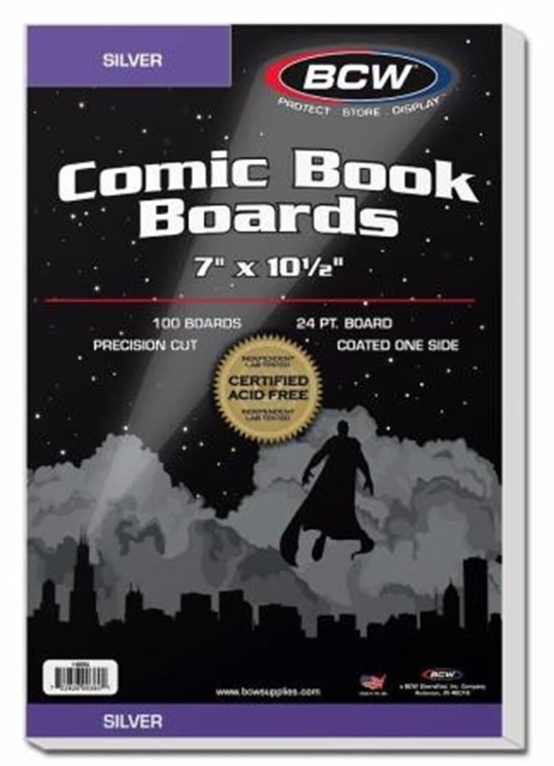 1000 BCW Silver Era Comic Book RESEALABLE Bags Sleeves + Back Boards 7 x 10 1/2" 6