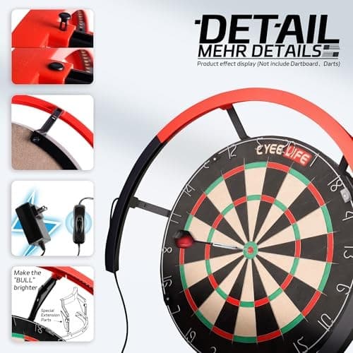  Dartboard Lighting System, White LED Dartboard 270° black and red 5