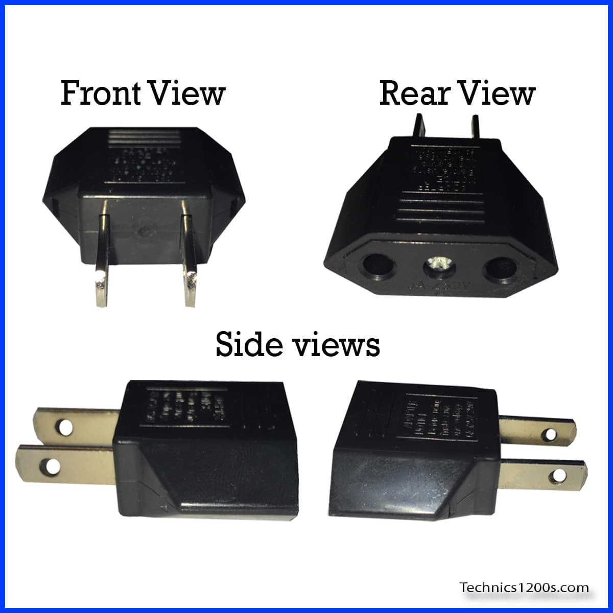 Technics SL 1200 1210 Turntable 2 Pin Plug Adapter European to USA North America