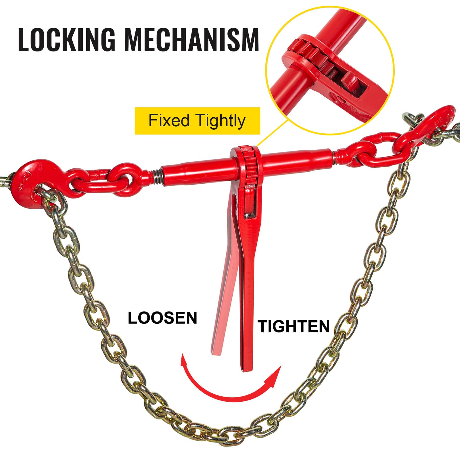 2 Pack Ratchet Binder 3/8"- 1/2" Tie Down Chain Load Binders for Securing 4