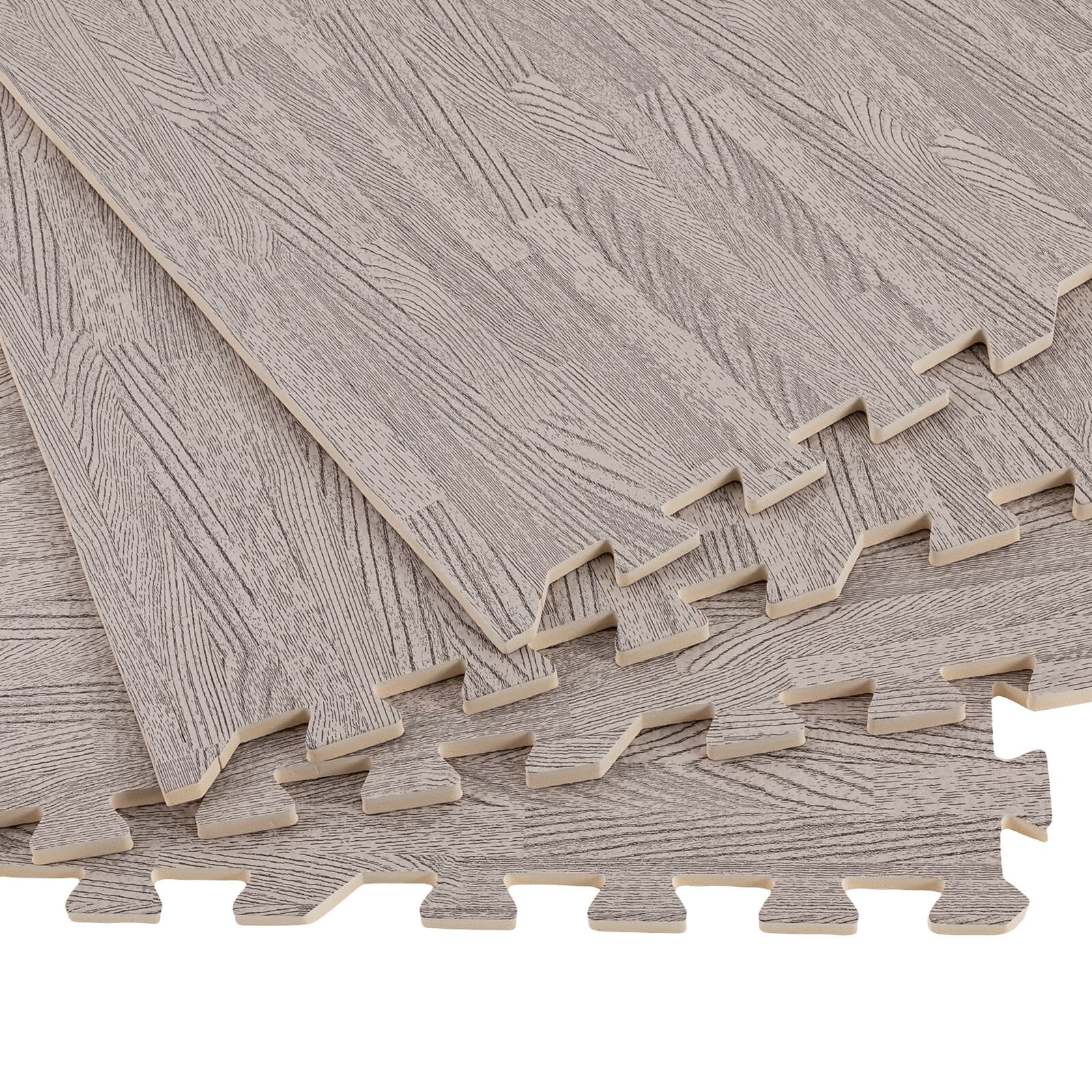25 Pcs Grey Wood Grain Joint Foam Mat Flooring Tiles Dirt Resistant Easy Clean 6
