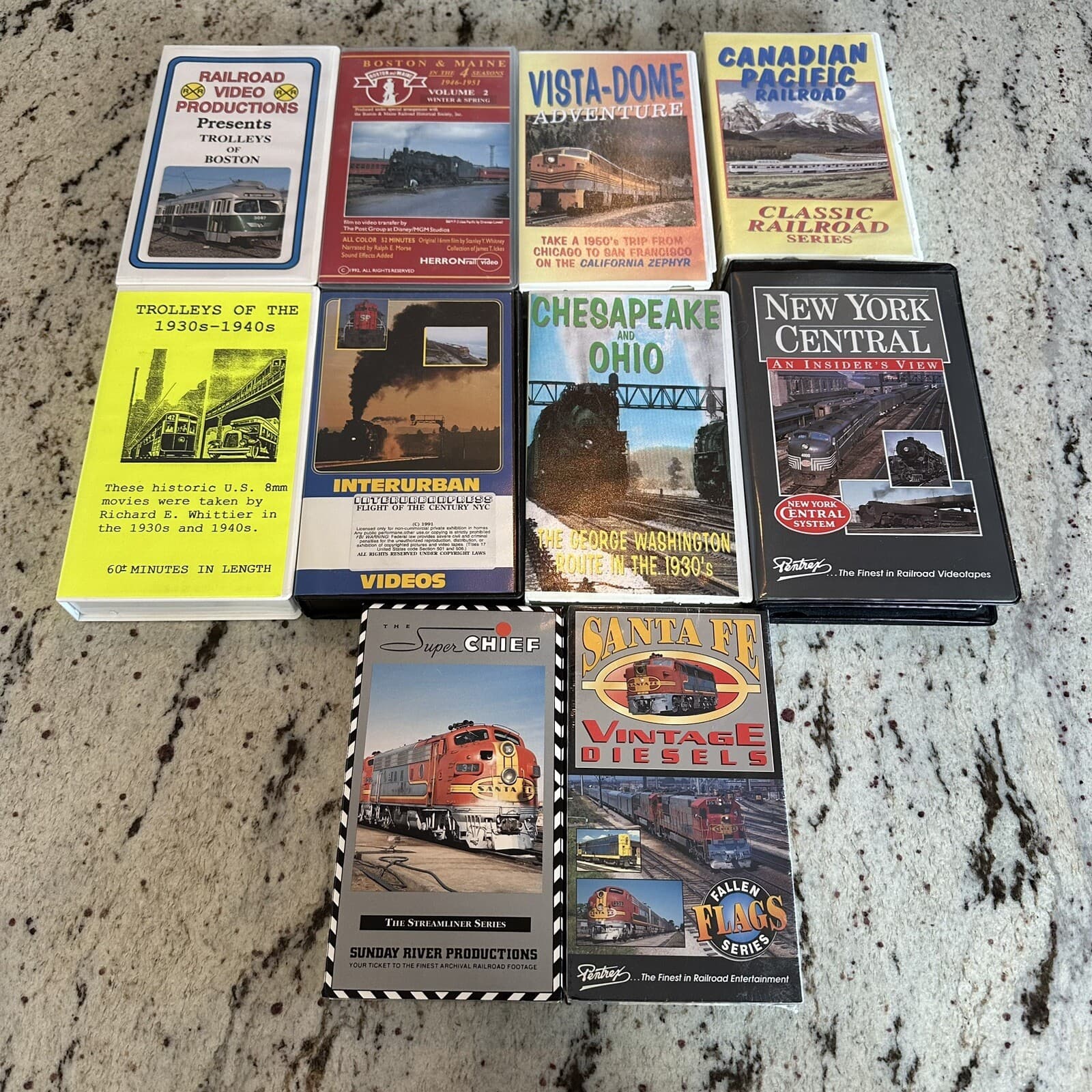 10 Vintage Train & Railroad VHS Tapes (Trolleys, NYC, Chicago, San Fran, Boston) 2