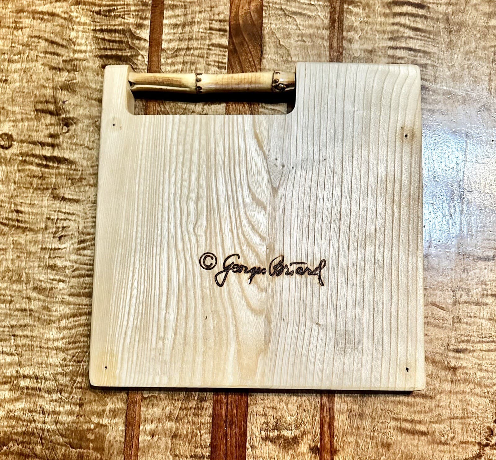 Georges Briard Board Charcuterie Water Colored FLOWER TILE Bamboo Cheese MCM 2