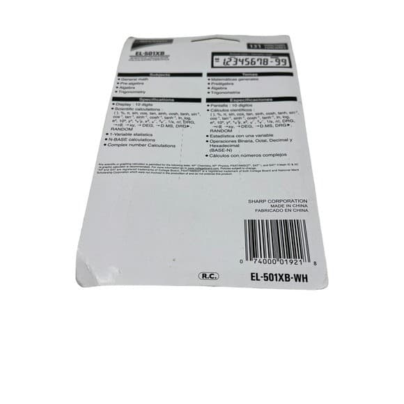 Sharp EL501XB-WH Scientific Calculator with 131 Functions and Large 10-Digit 3