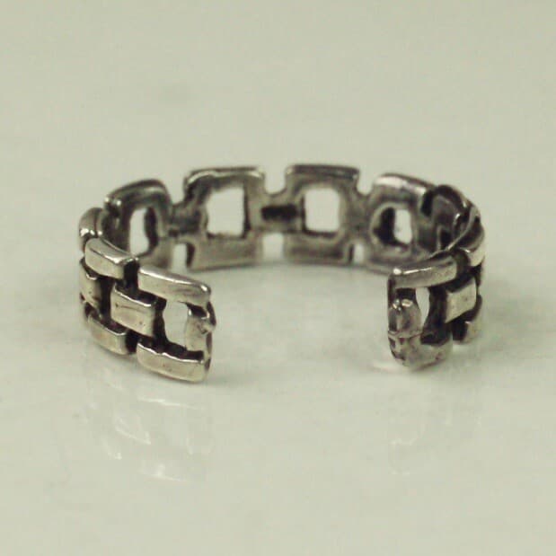 Sterling Silver Panther Link Toe Ring Size 4.75 Adjustable 3