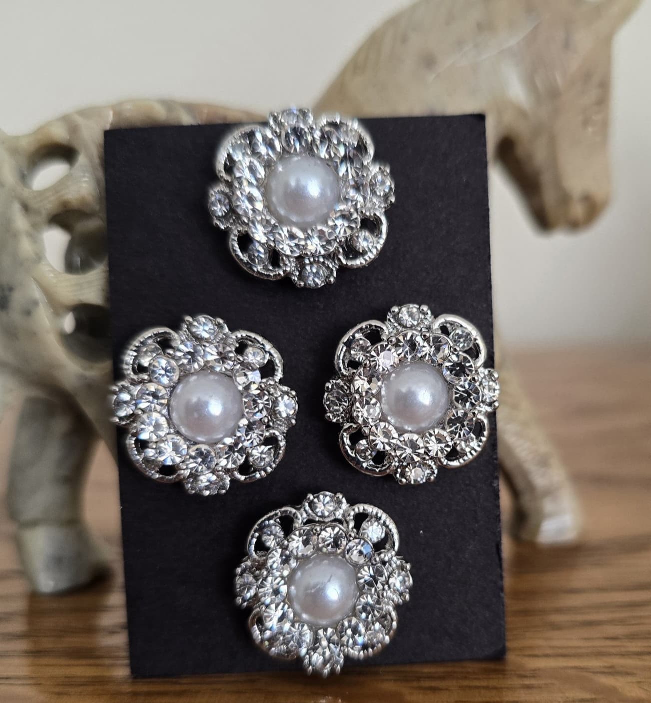 4 Pearly Silver Magnetic Pins. Horse Show magnets. Clothing magnetic dress Pins. 2