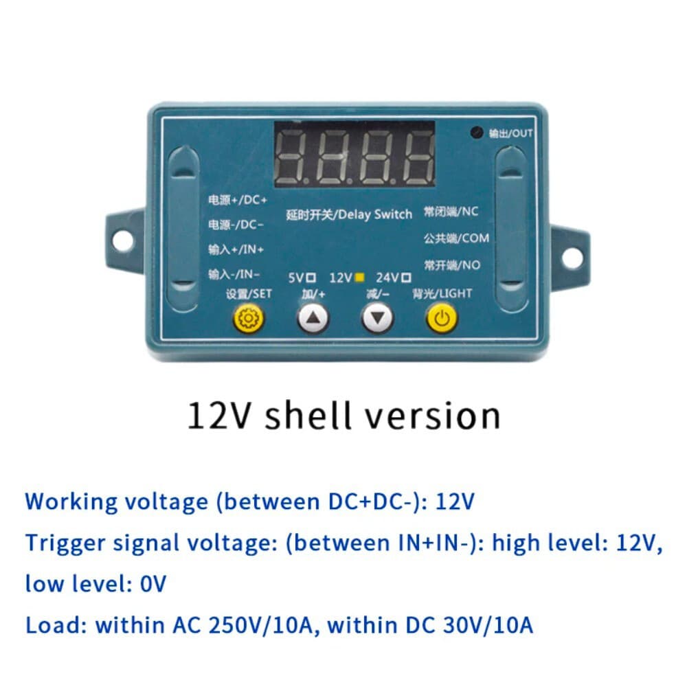 2X DC 12V 10A Adjustable Time Delay Relay Module LED Digital Timer Switch + Case 2