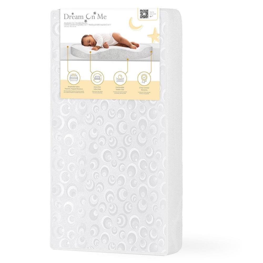 Dream On Me 2-In-1 Breathable Two-Sided 3" Mini/Portable Crib Mattress