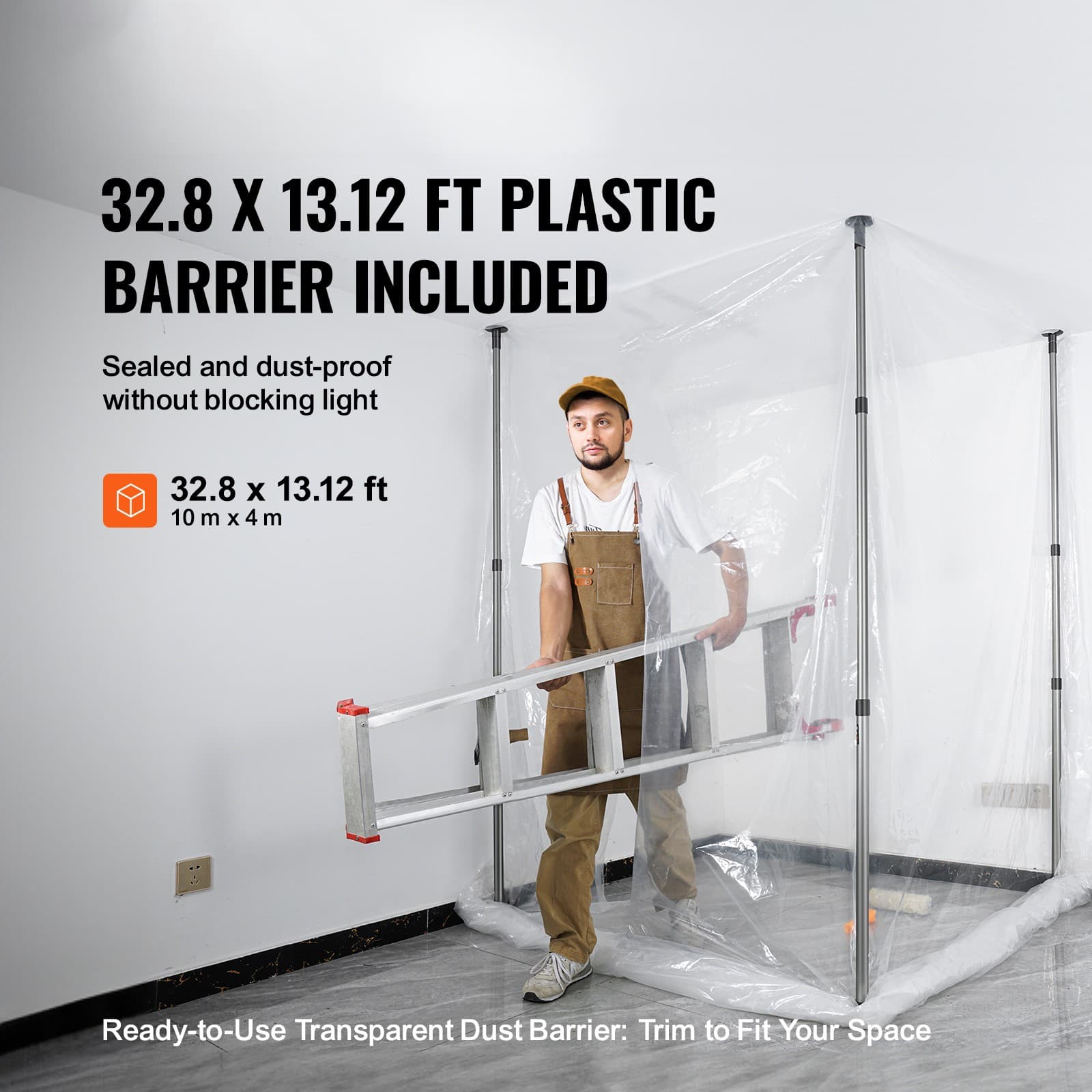 Dust Barrier Poles 12 Ft with 4 Telescoping Poles Dust Barrier System 2