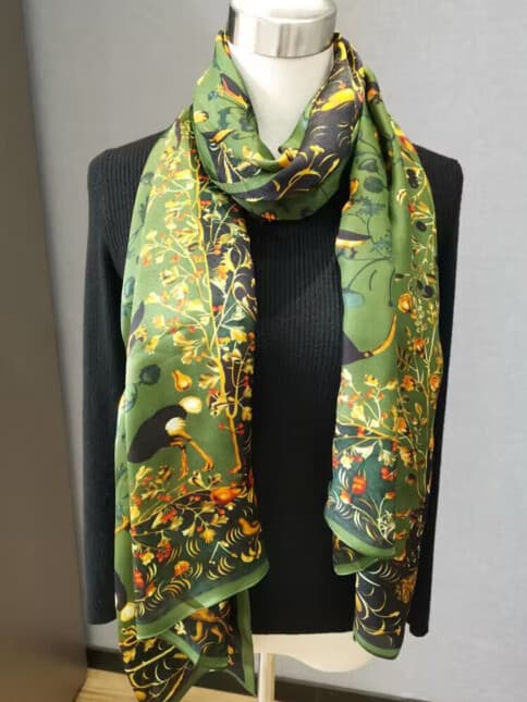 Women Square 100% Mulberry Silk Scarf Vintage Shawl Print Hand Rolled Gift 180cm 4