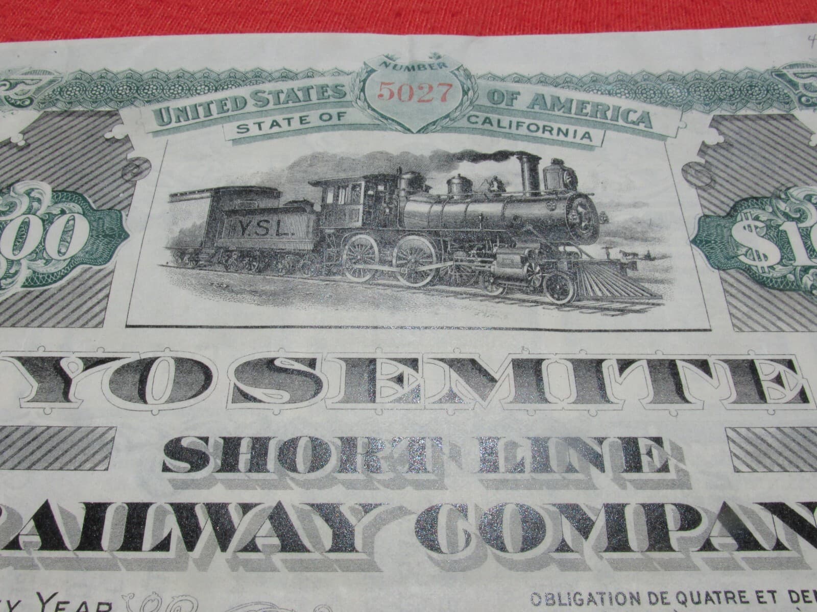 YOSEMITE SHORE LINE RAILWAY  BOND LOT CO 6