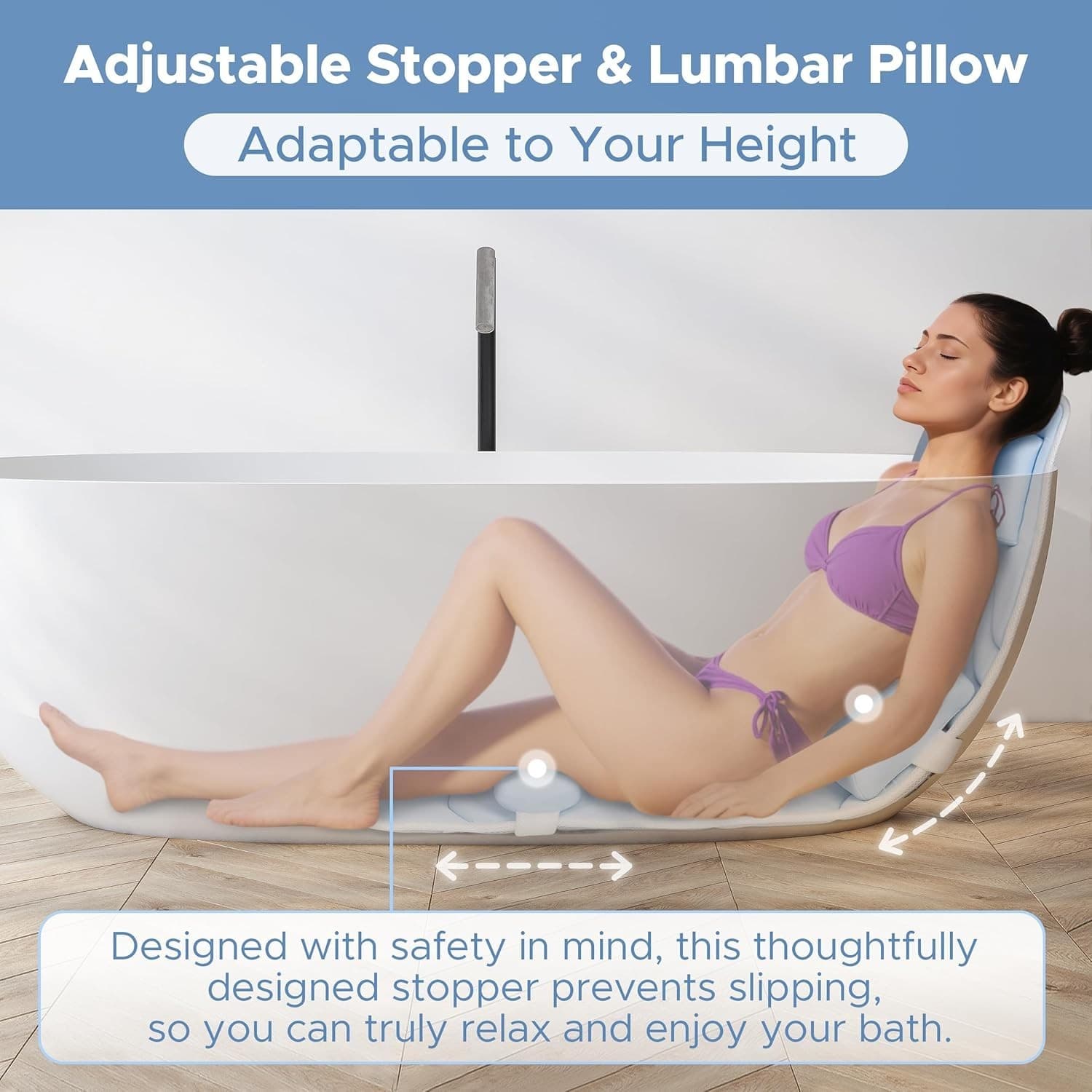 Full Body Bath Pillow for Bathtub, Luxury Thick Tub Pillow for Head Neck Back S 2